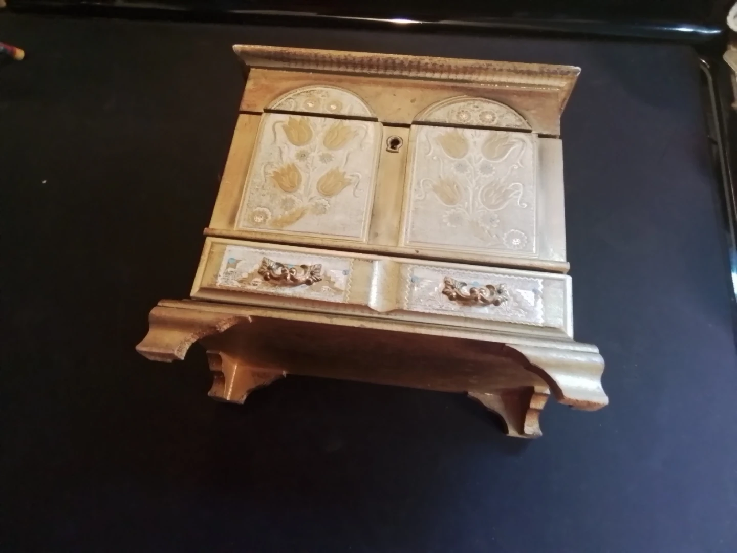 Vintage Mid Century Florentine Style Musical Jewelry Chest Box - photo 5