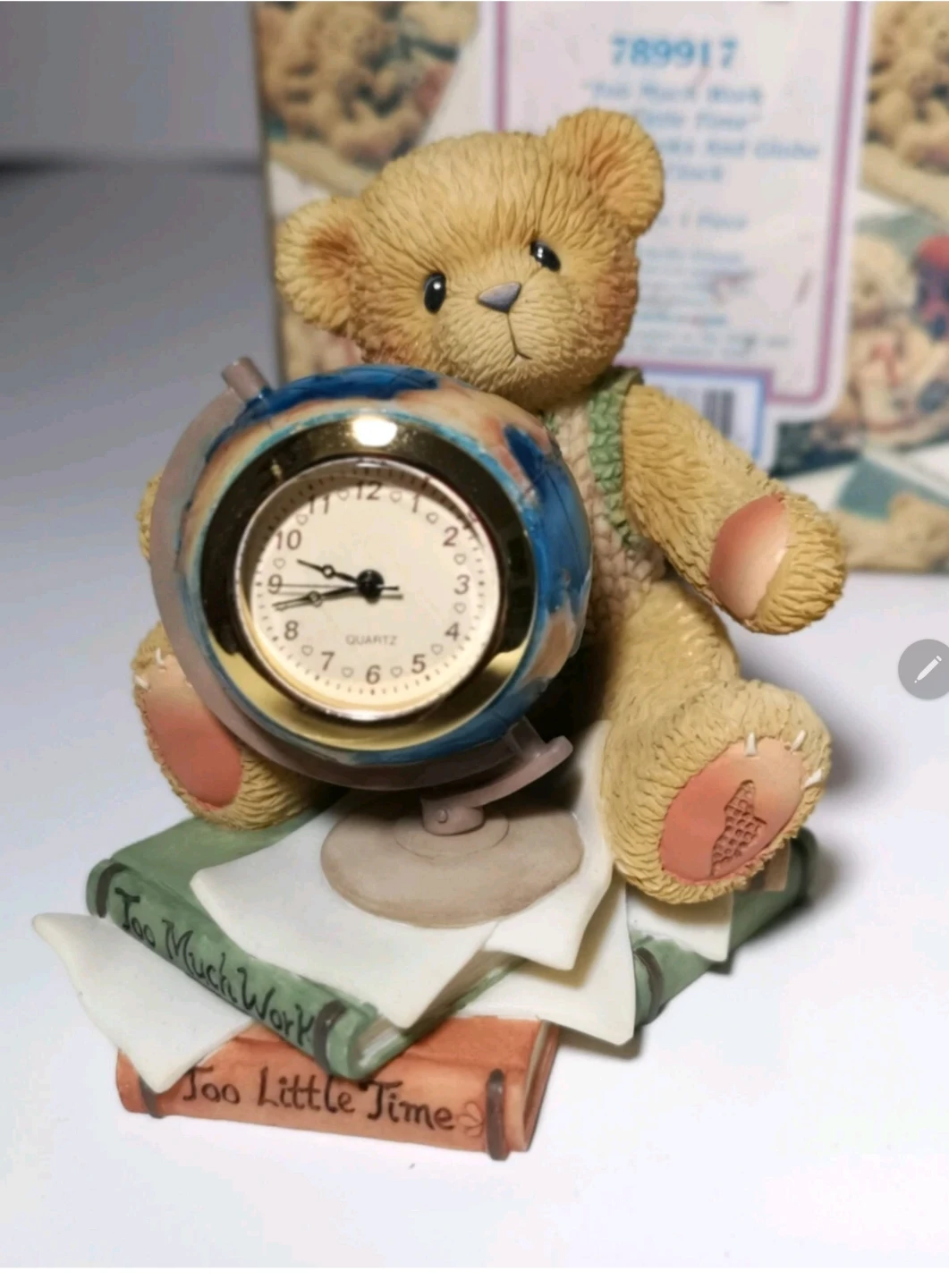Cherished Teddies Too Much Work Too Little Time Mini Clock - photo 3