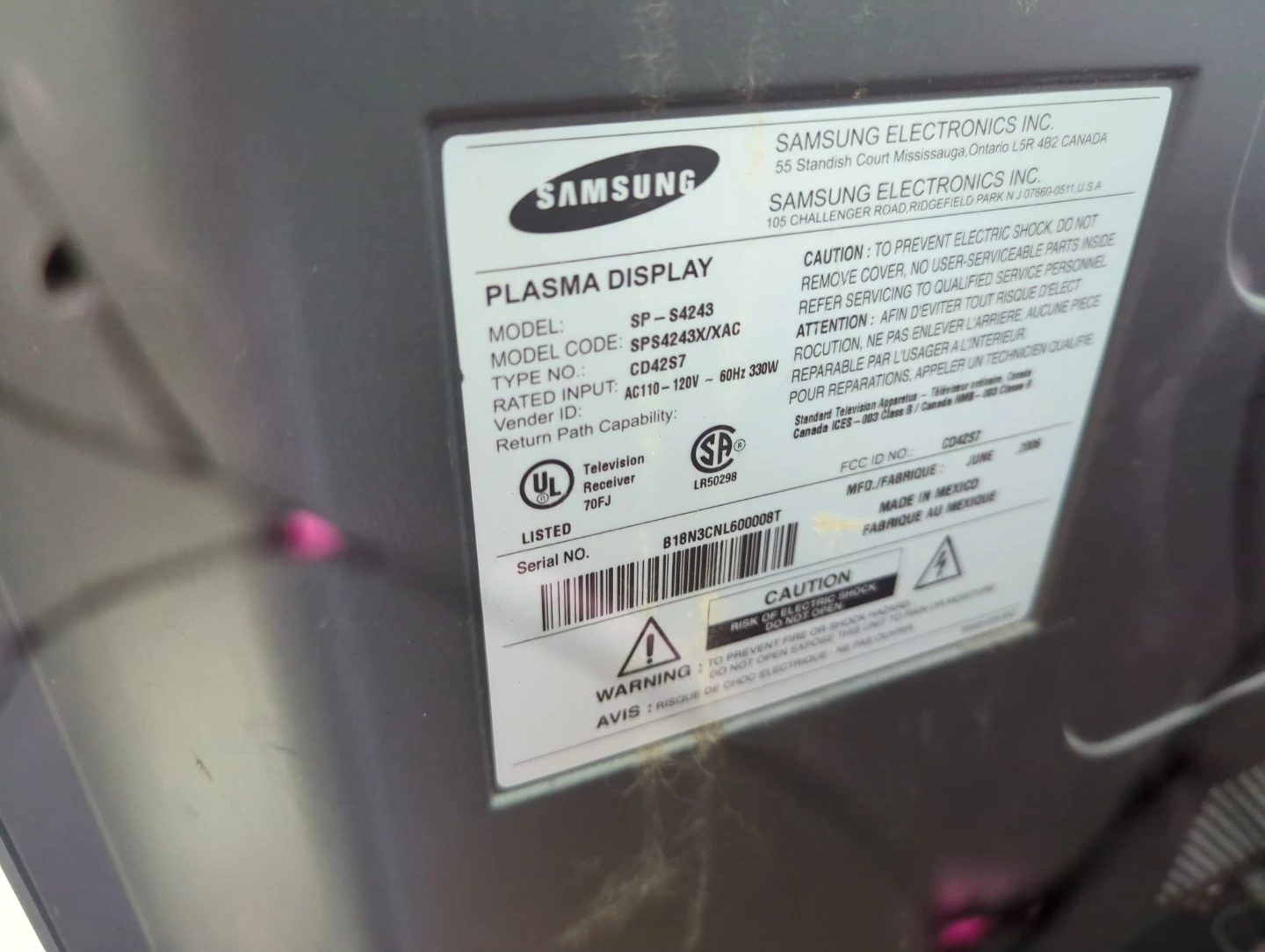 Samsung 42 inch Plasma TV - photo 3