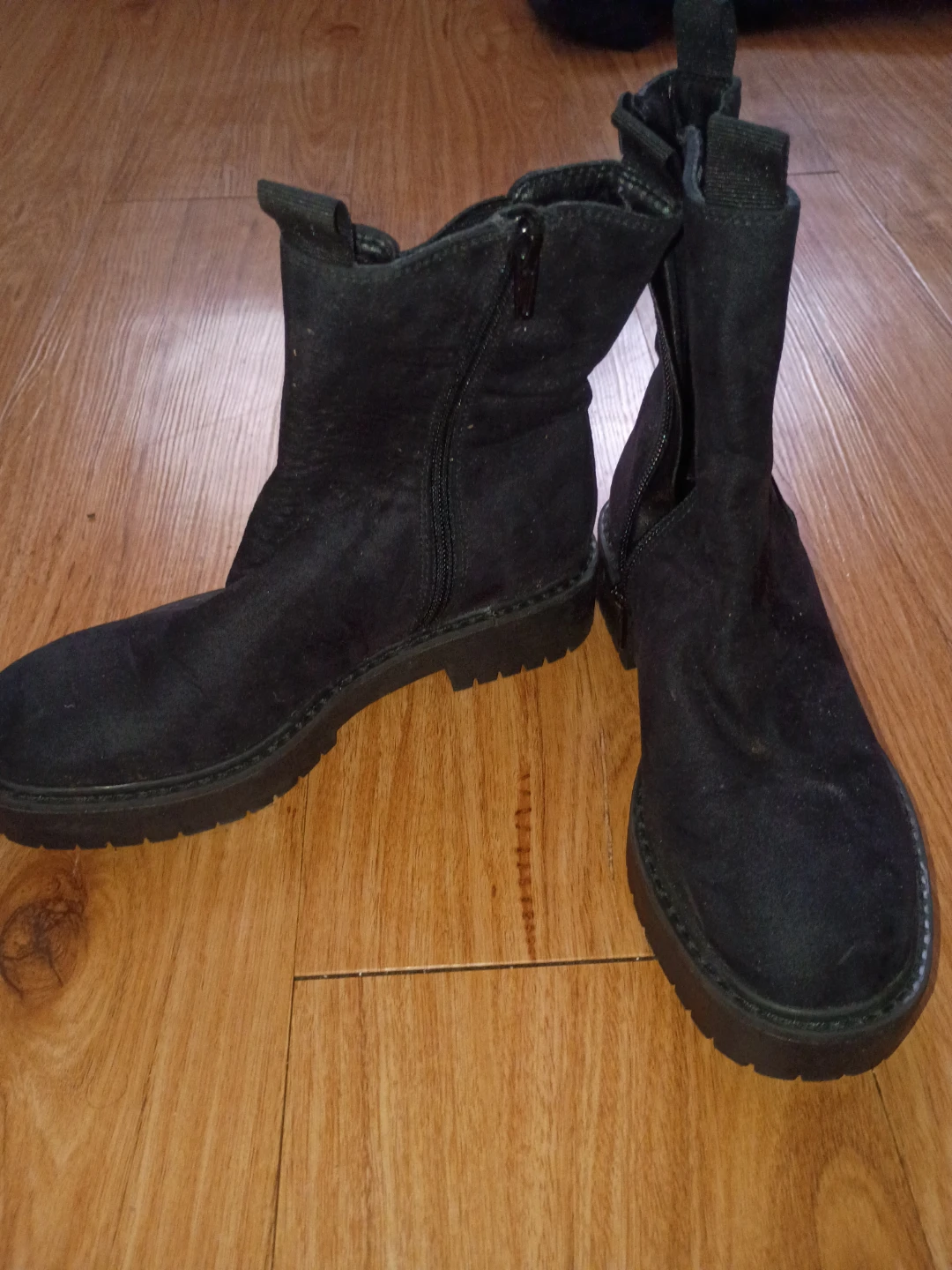Zara black suede ankle boots