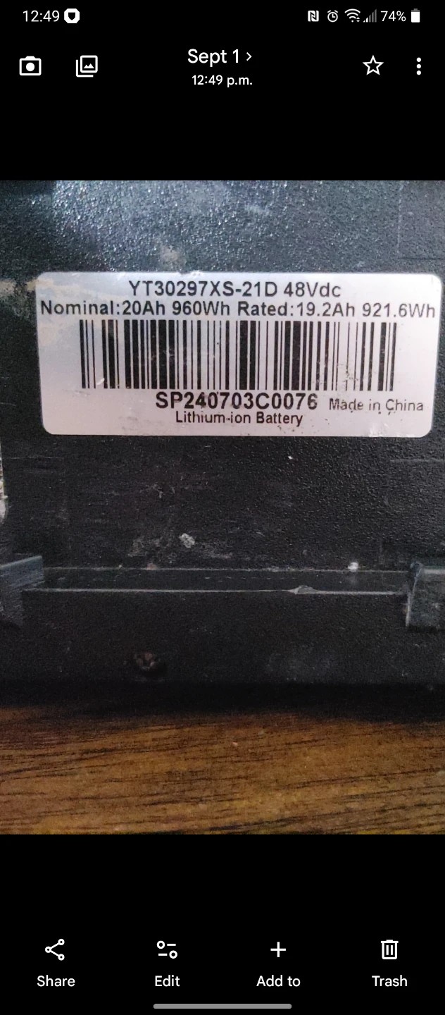 E-bike Battery 48Vdc 20Ah 960Wh - photo 4
