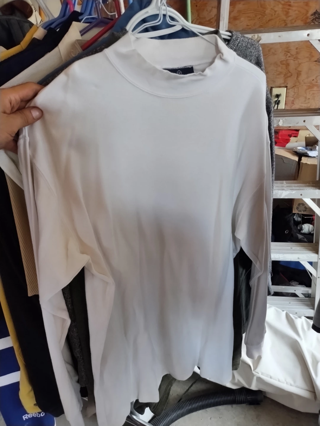 White Mock Neck Long Sleeve Shirt