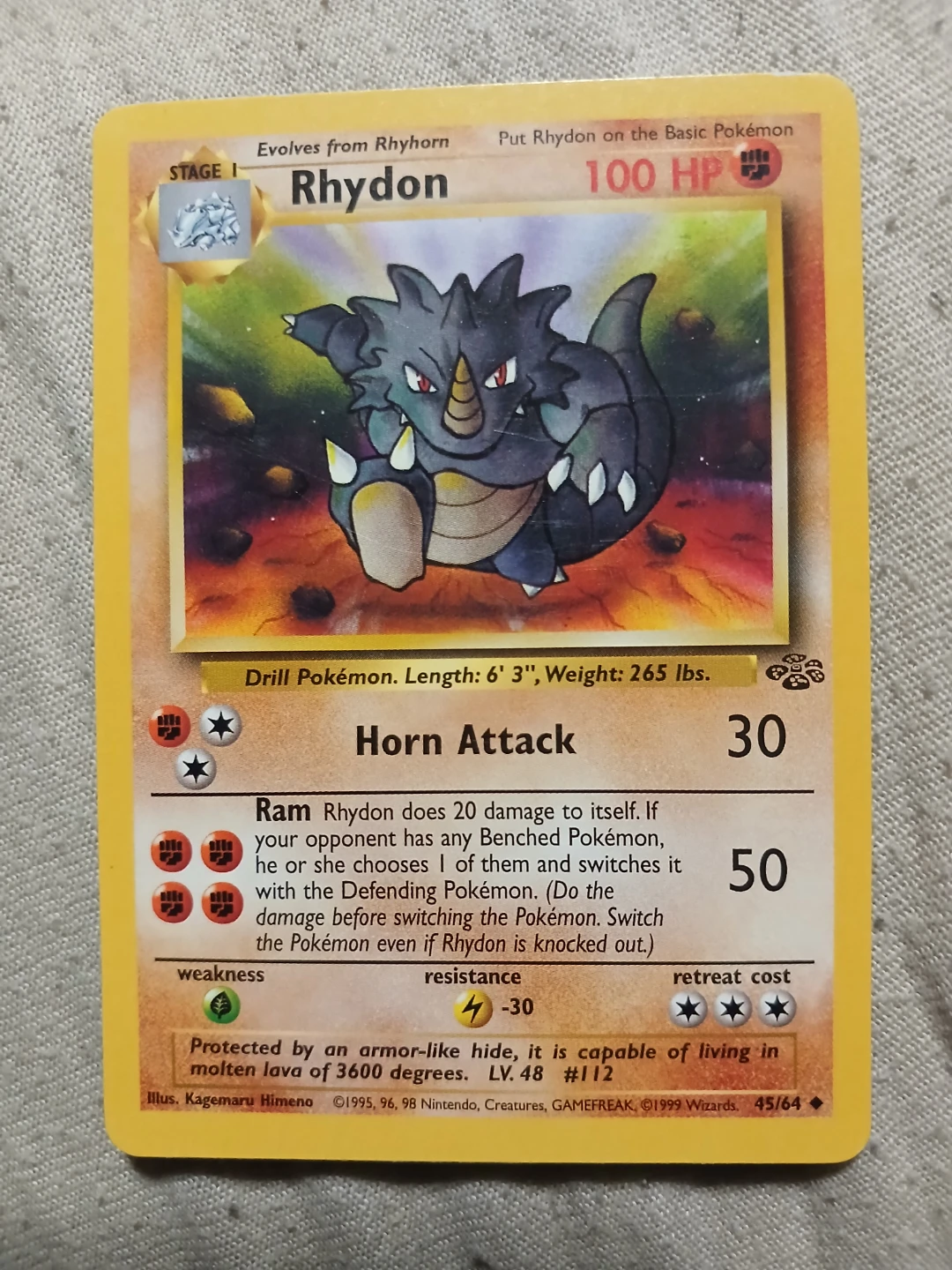 Rhydon 45/64 1999 Pokémon Card
