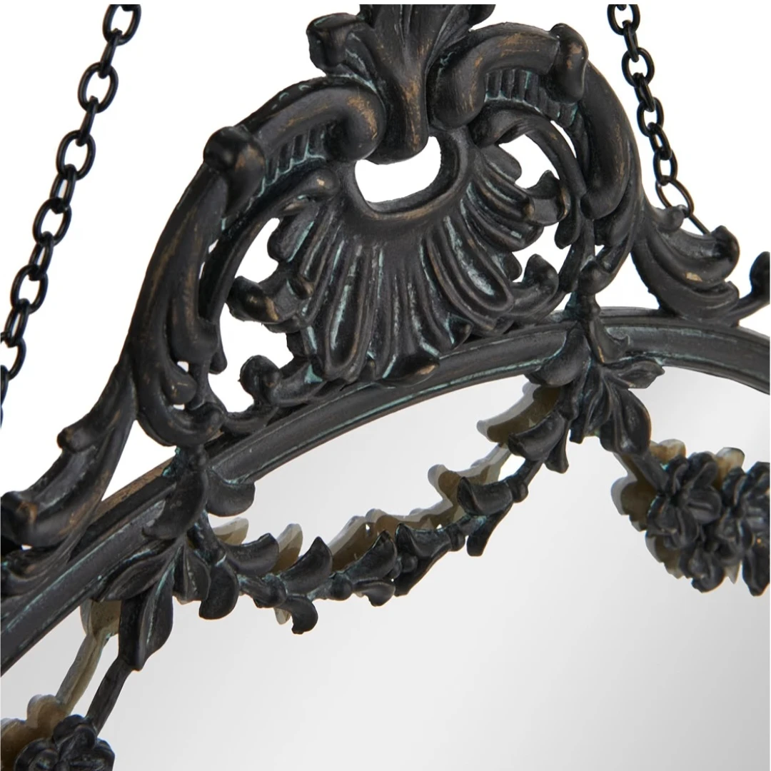 Creative Co-Op Vintage Pewter Framed Wall Mirror | Black - photo 2