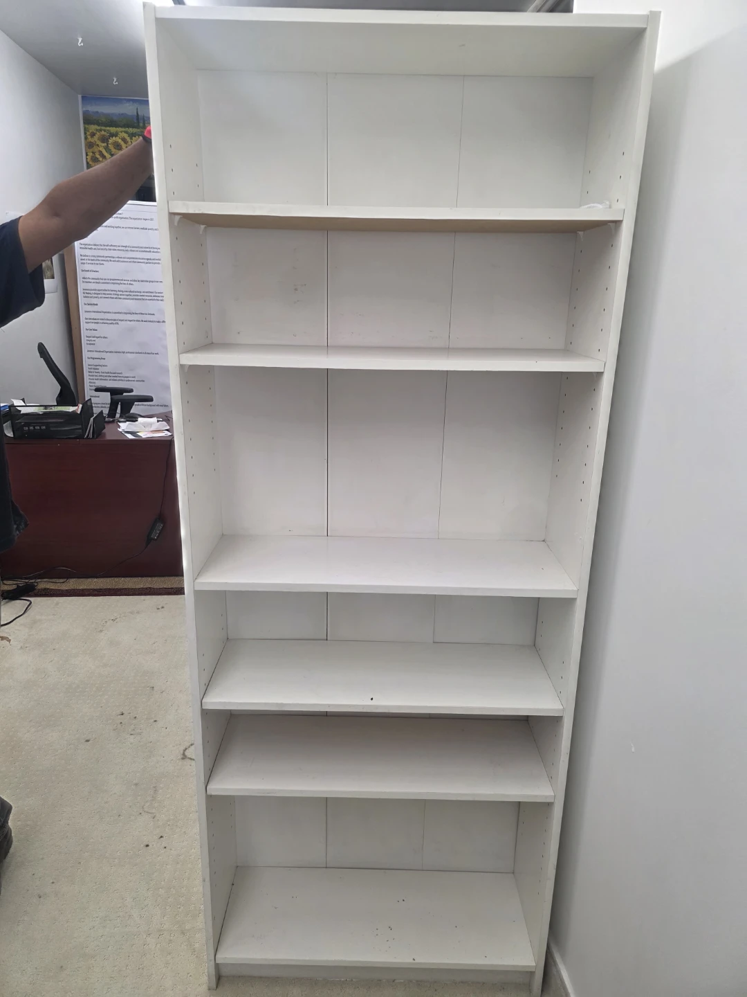 White tall bookcase with adjustable shelves - photo 2