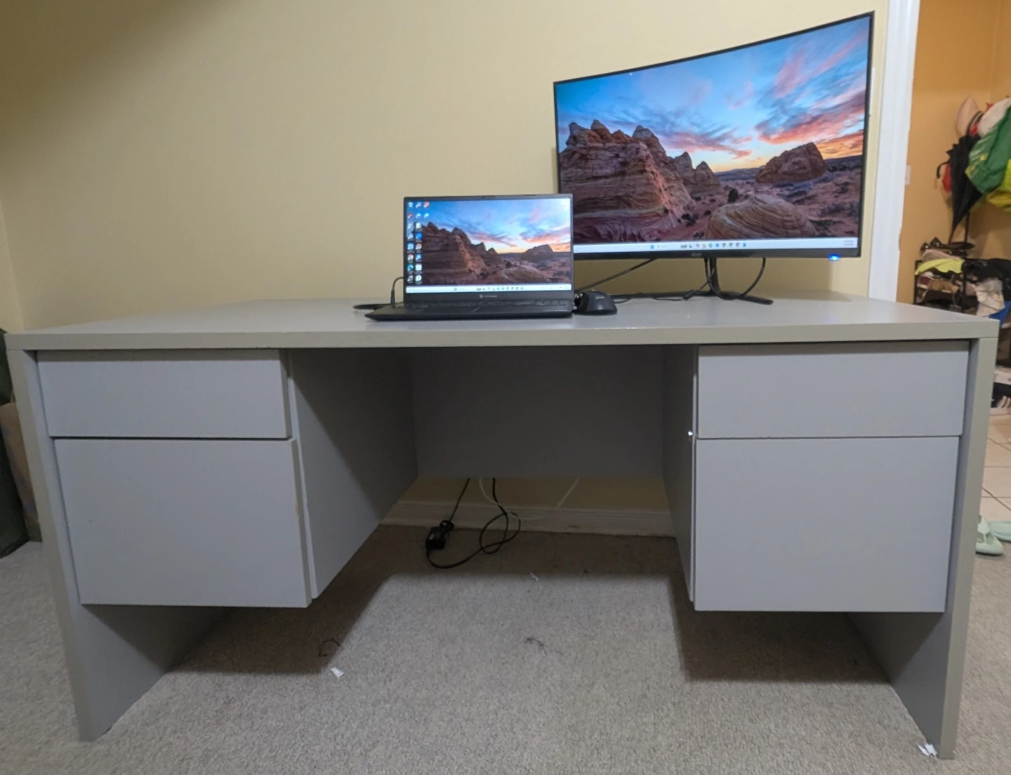 Grey Four Drawer Desk - photo 2