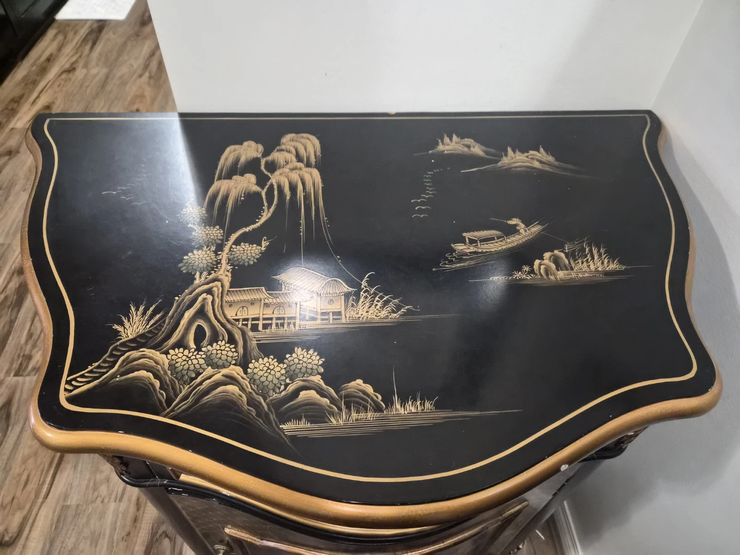 Oriental Style Black Lacquer Accent Cabinet - photo 3