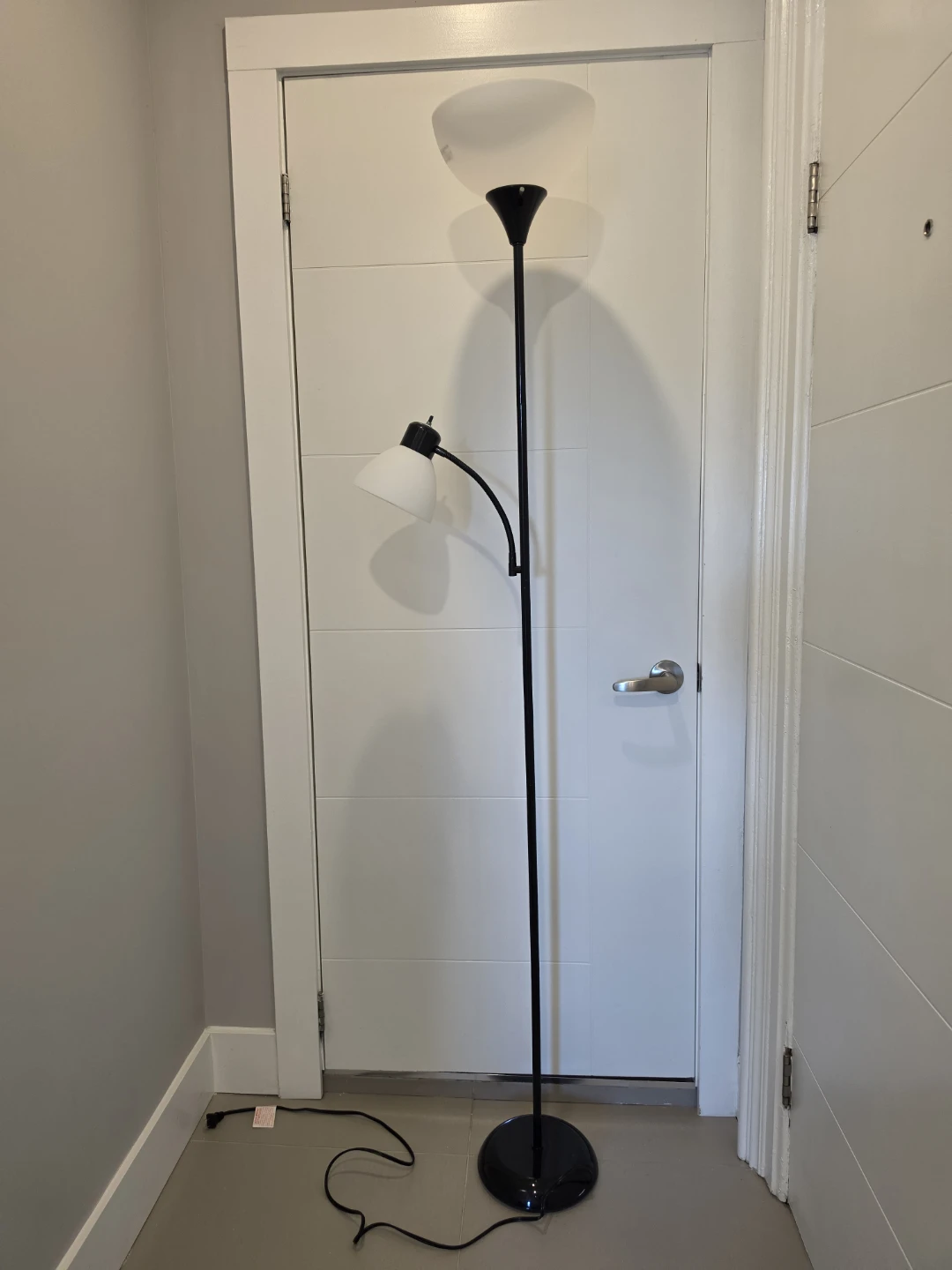 Black Floor Lamp with Adjustable Reading Light