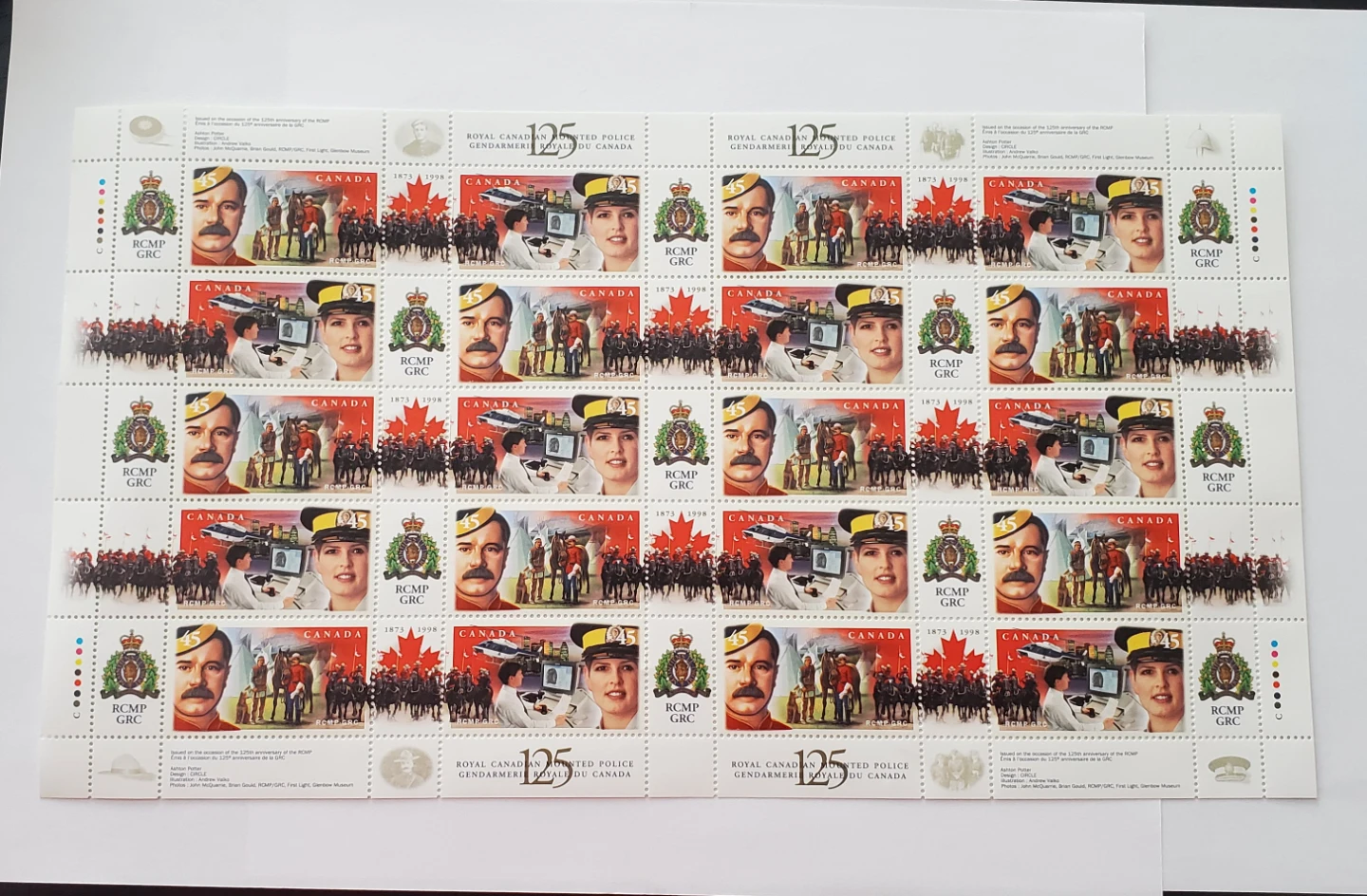 Canada Post 125th Anniversary RCMP Stamp Sheet
