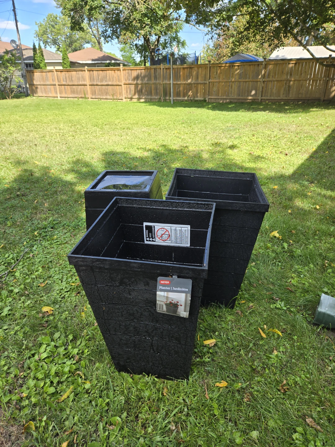 Set of 3 Black Rectangular Planters