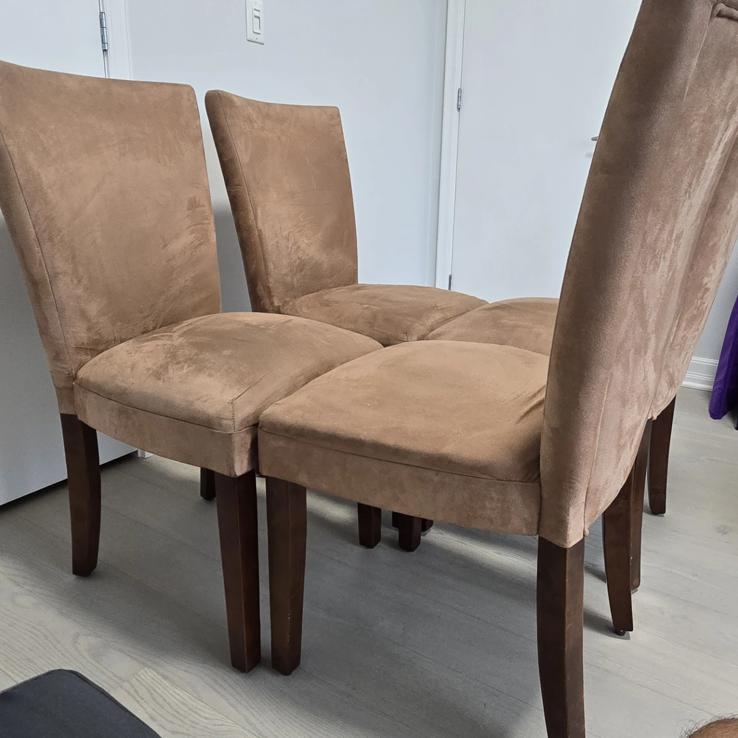 Set of 4 Brown Suede Dining Chairs - photo 3