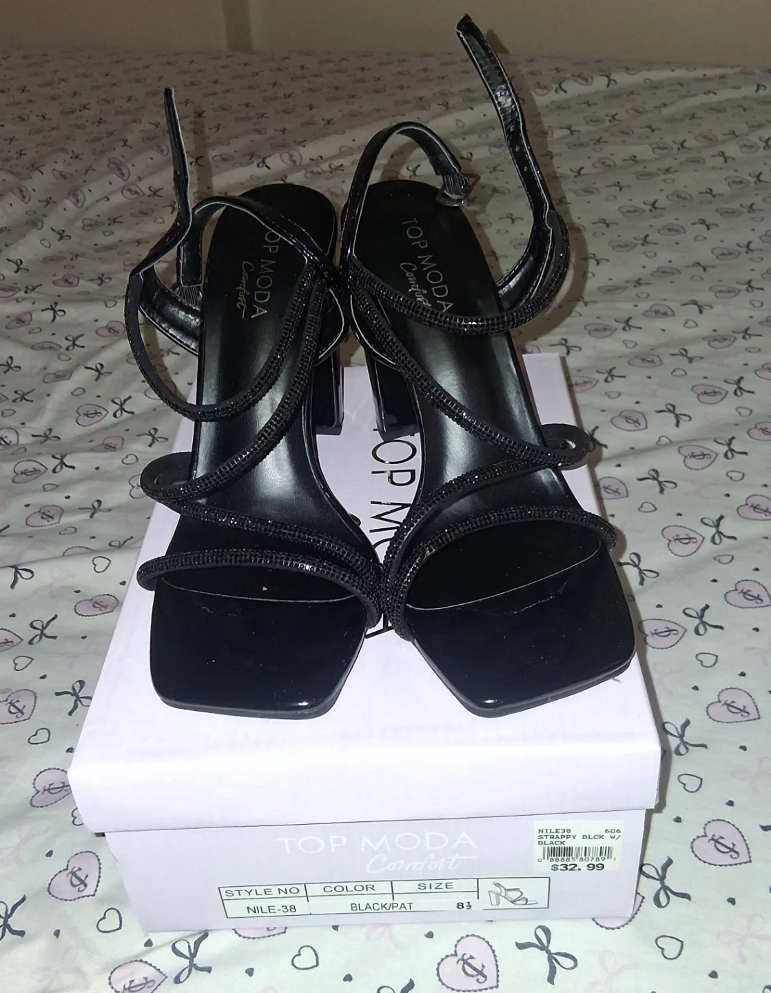 Top Moda Comfort Black Strappy Heels Size 8.5 - photo 2