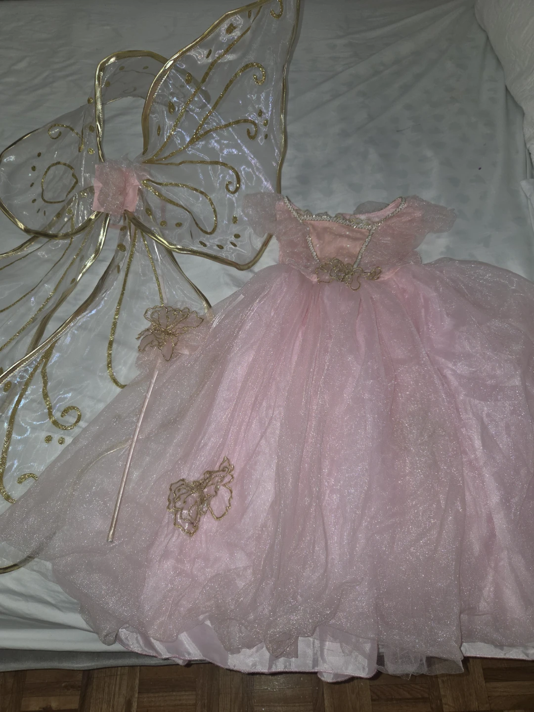 Pink Fairy Costume with Wings and Wand