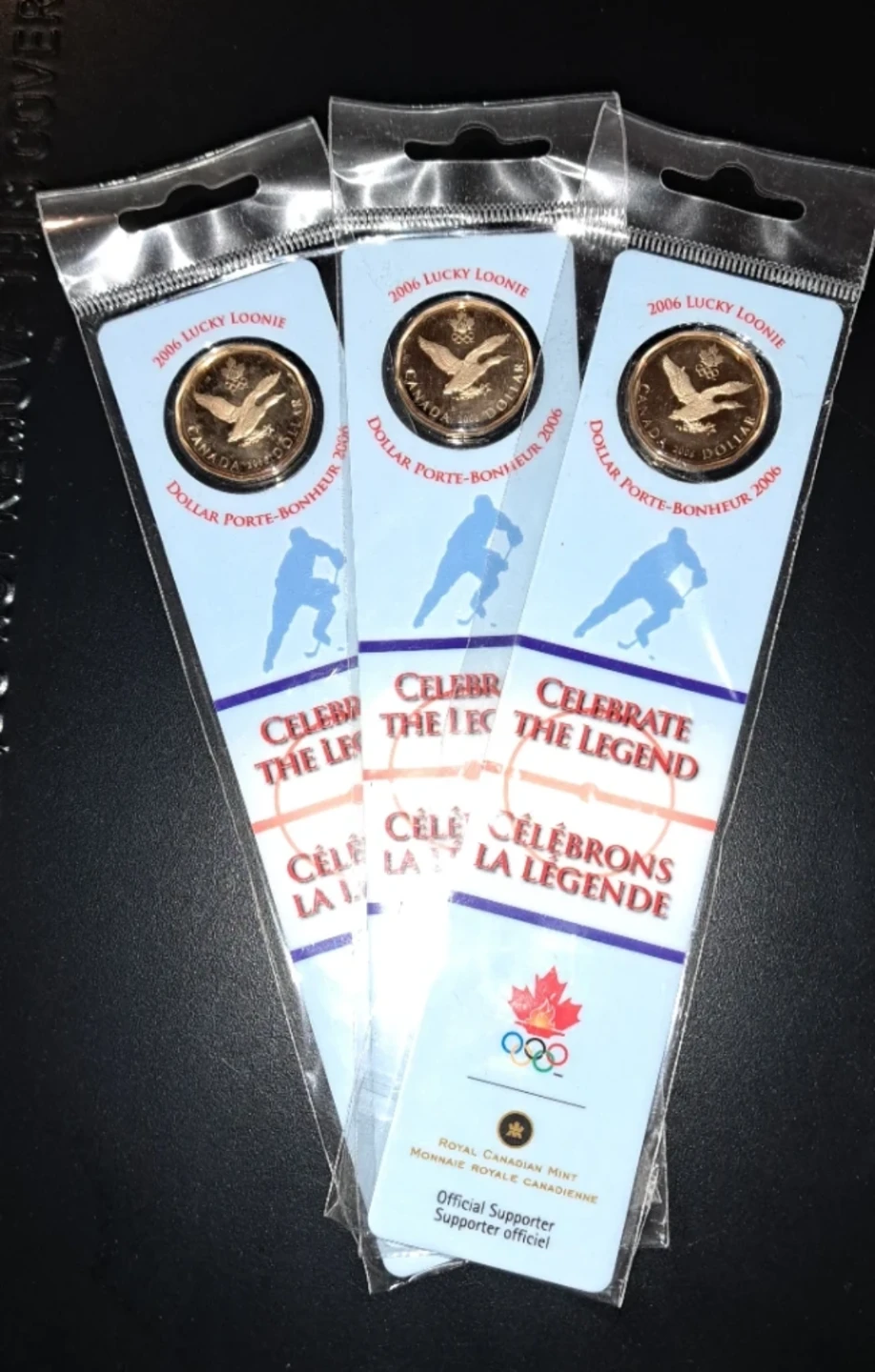 3 x 2006 Lucky Loonie Coins Royal Canadian Mint, Bookmarks!!