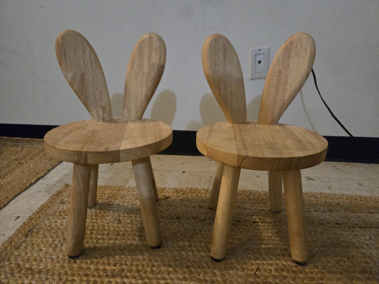 Set of 2 Wooden Bunny Chairs for Kids