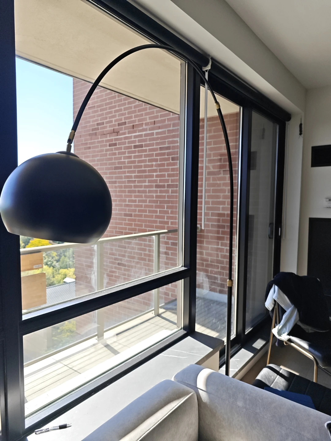 Black and Gold Arc Floor Lamp with Marble Base