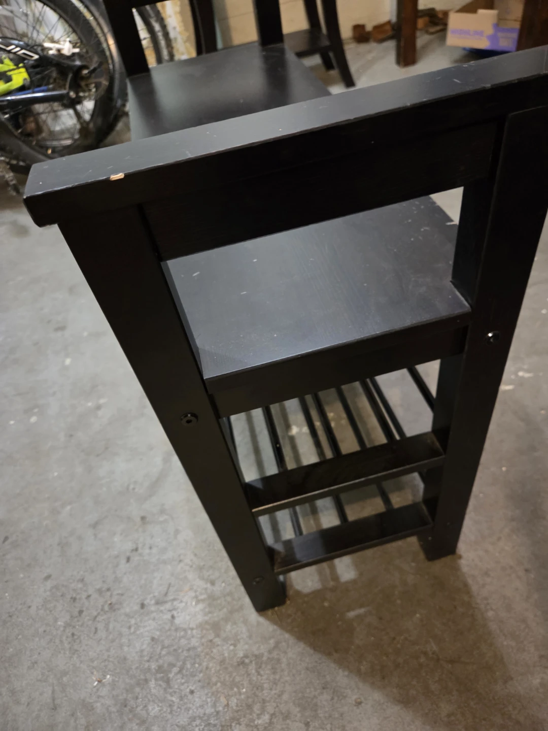 Black Wooden Bench with Shoe Rack - photo 2