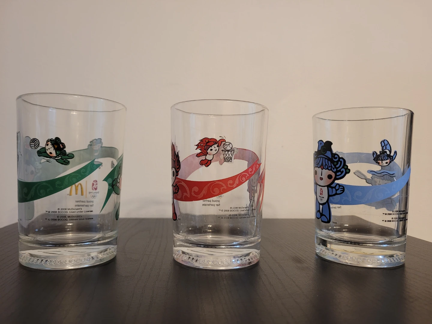 Set of 3 Beijing 2008 Olympic Mascot Glasses - photo 2