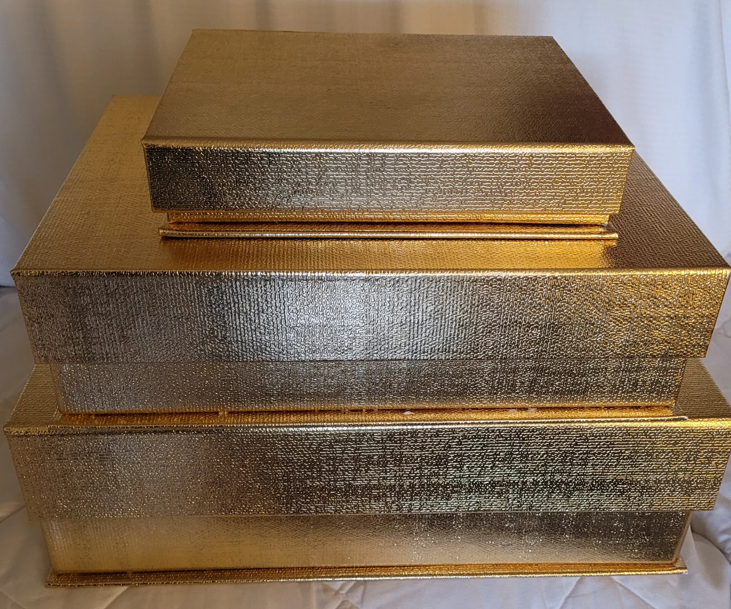 Set of 3 Decorative Gold Boxes - photo 2