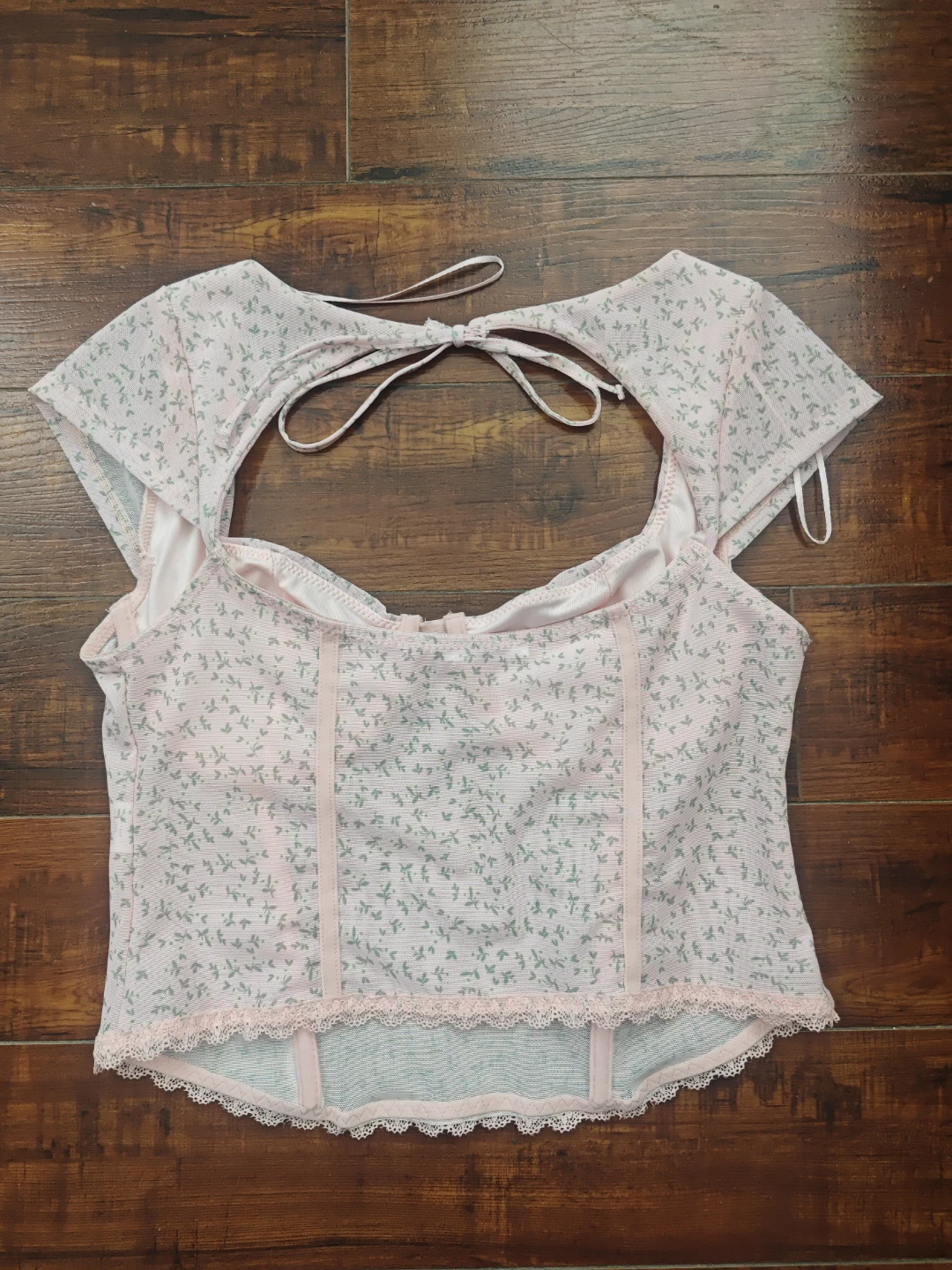 Floral Corset Style Crop Top (pink) - photo 2