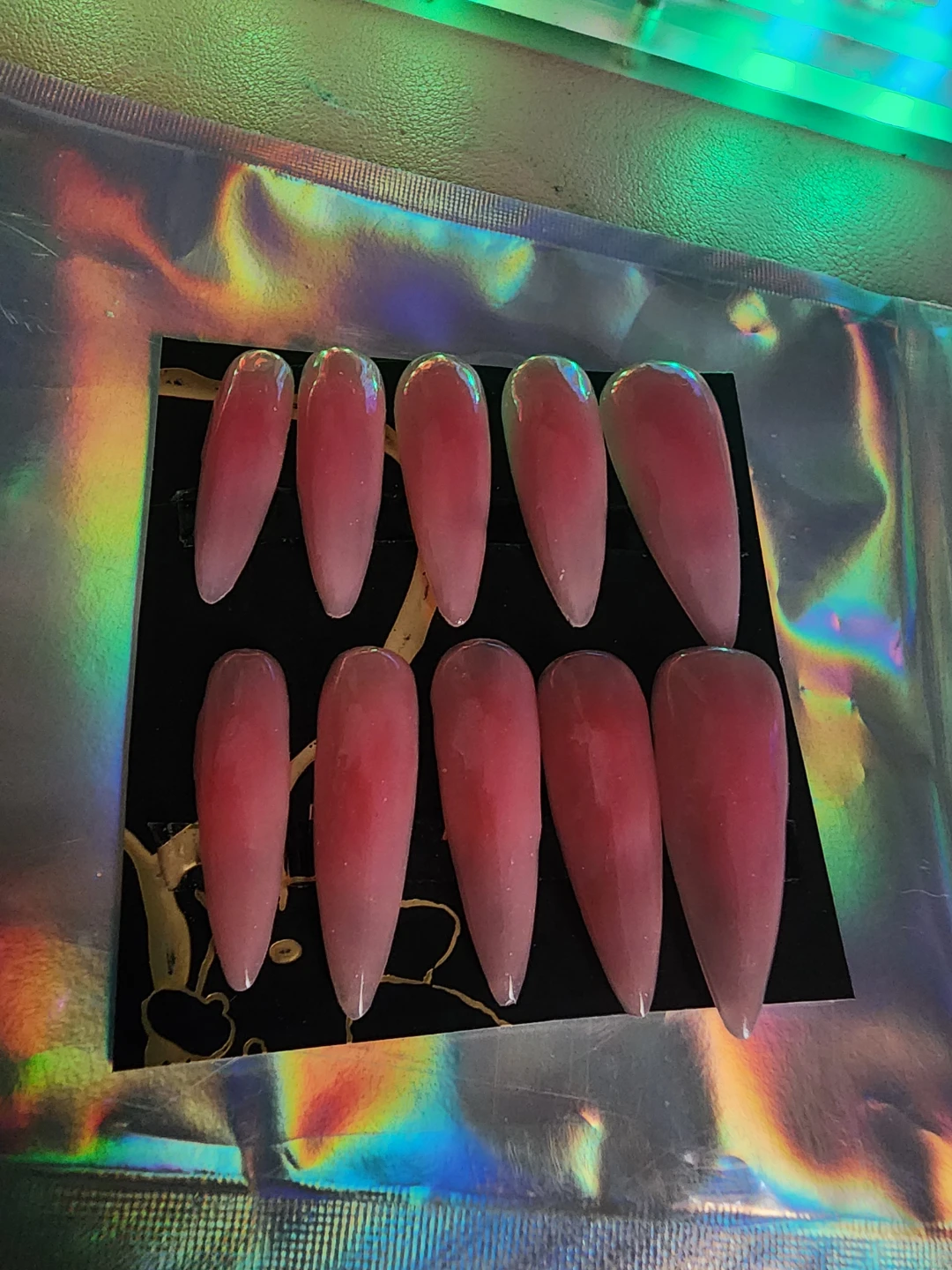 Handmade Pink press-on nails Size xs
