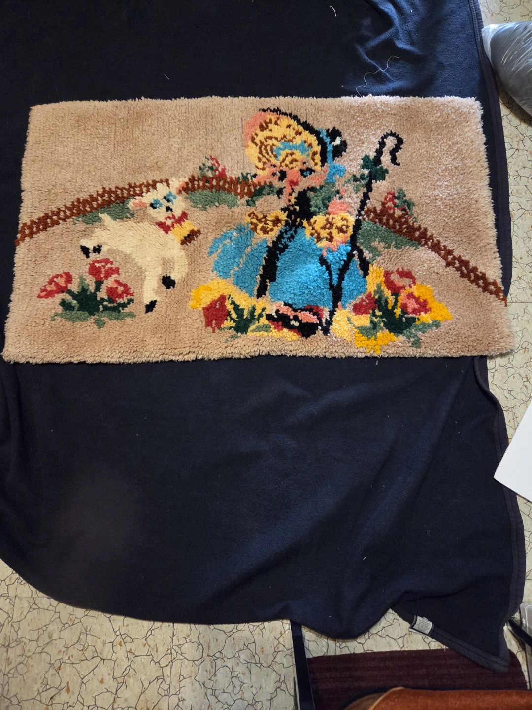 Vintage Bo Peep Latch Hook Rug