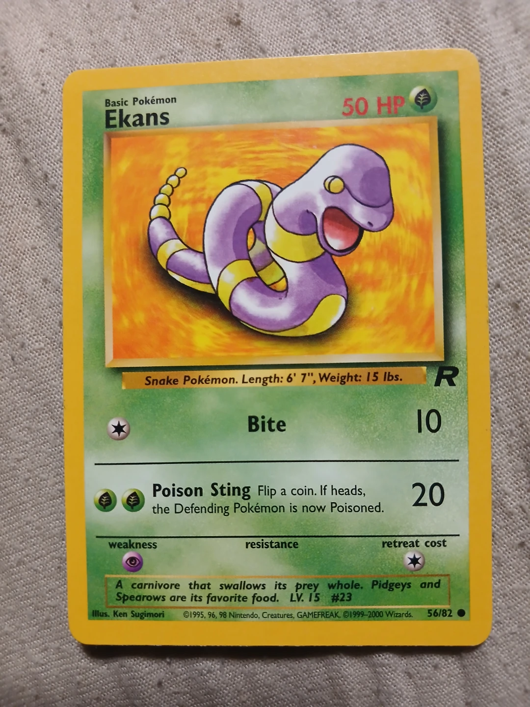 Ekans 56/82 1999-2000 Pokémon Card