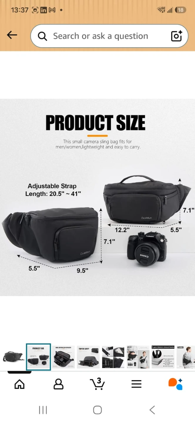 Cwatcun DSLR Waterproof Sling waist Camera Bag - photo 2