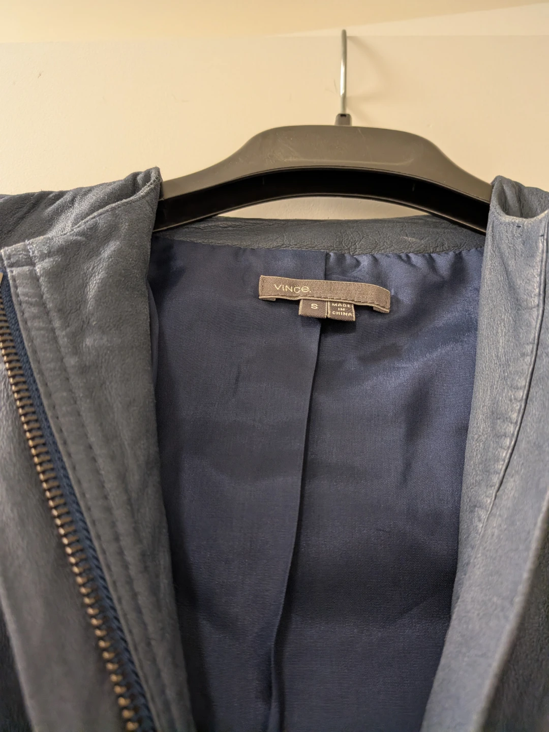 Vince Leather Jacket Navy - photo 2