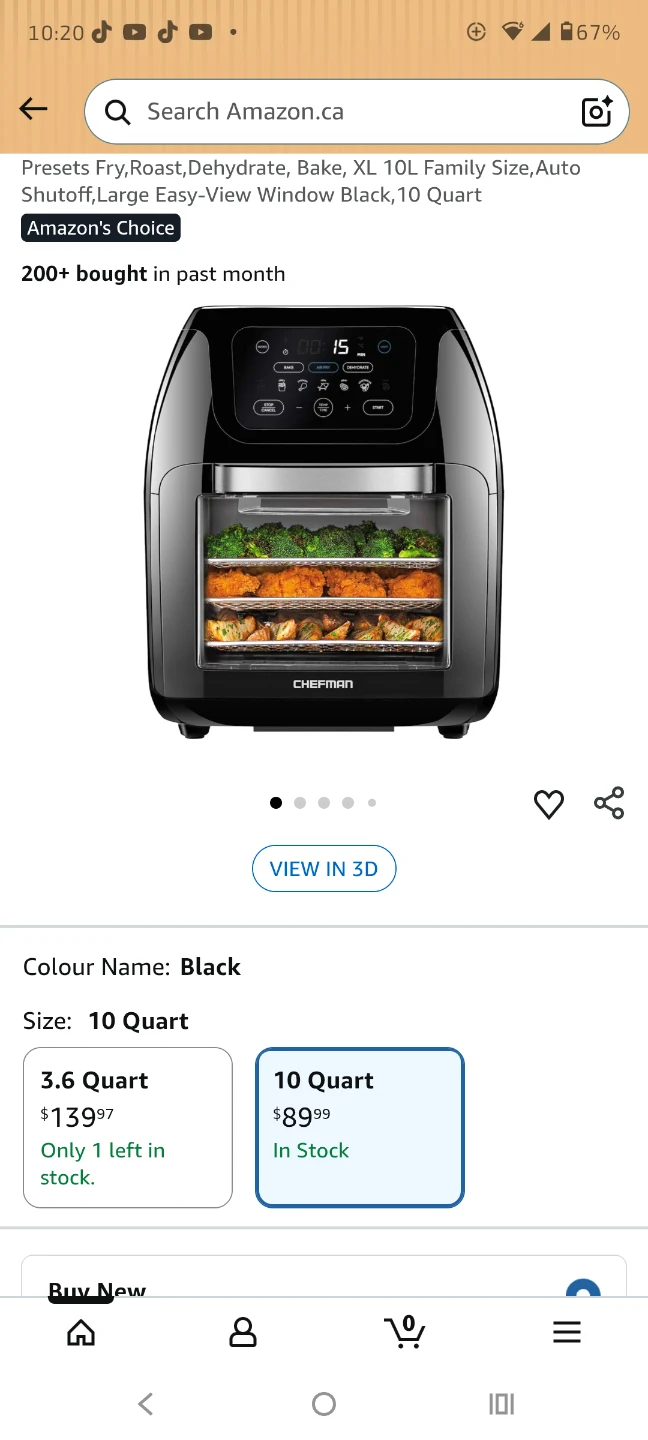 Chefman 10 Quart Air Fryer Oven - Black