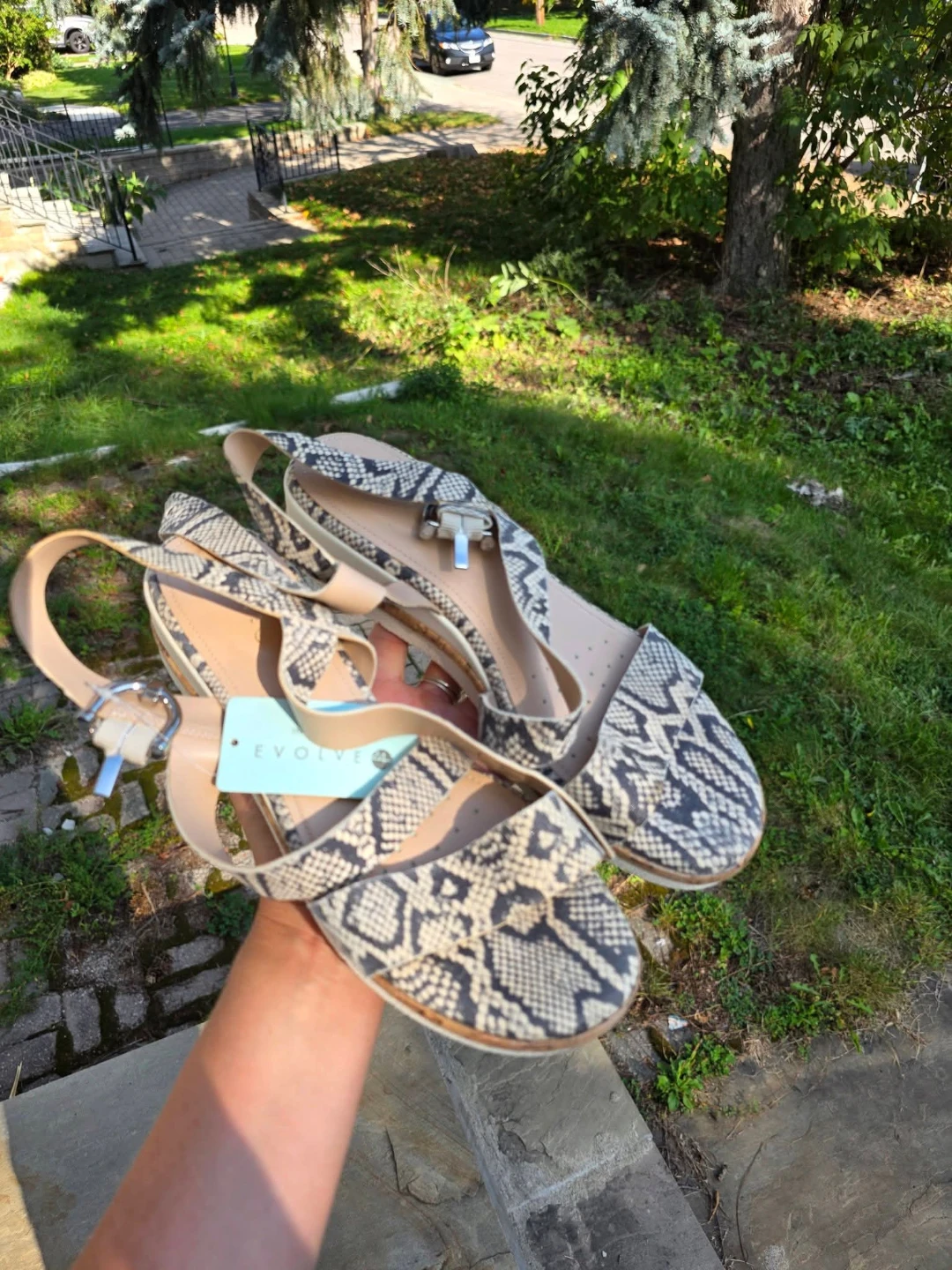 Evolve Snakeskin Pattern Sandals leather