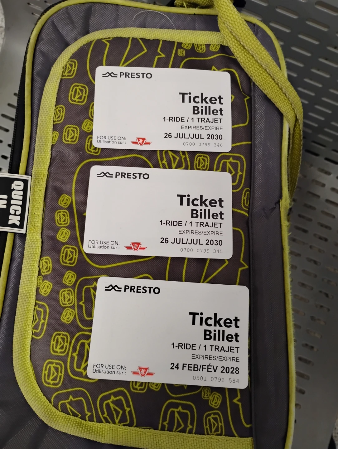 3 Presto TTC Single Ride Tickets
