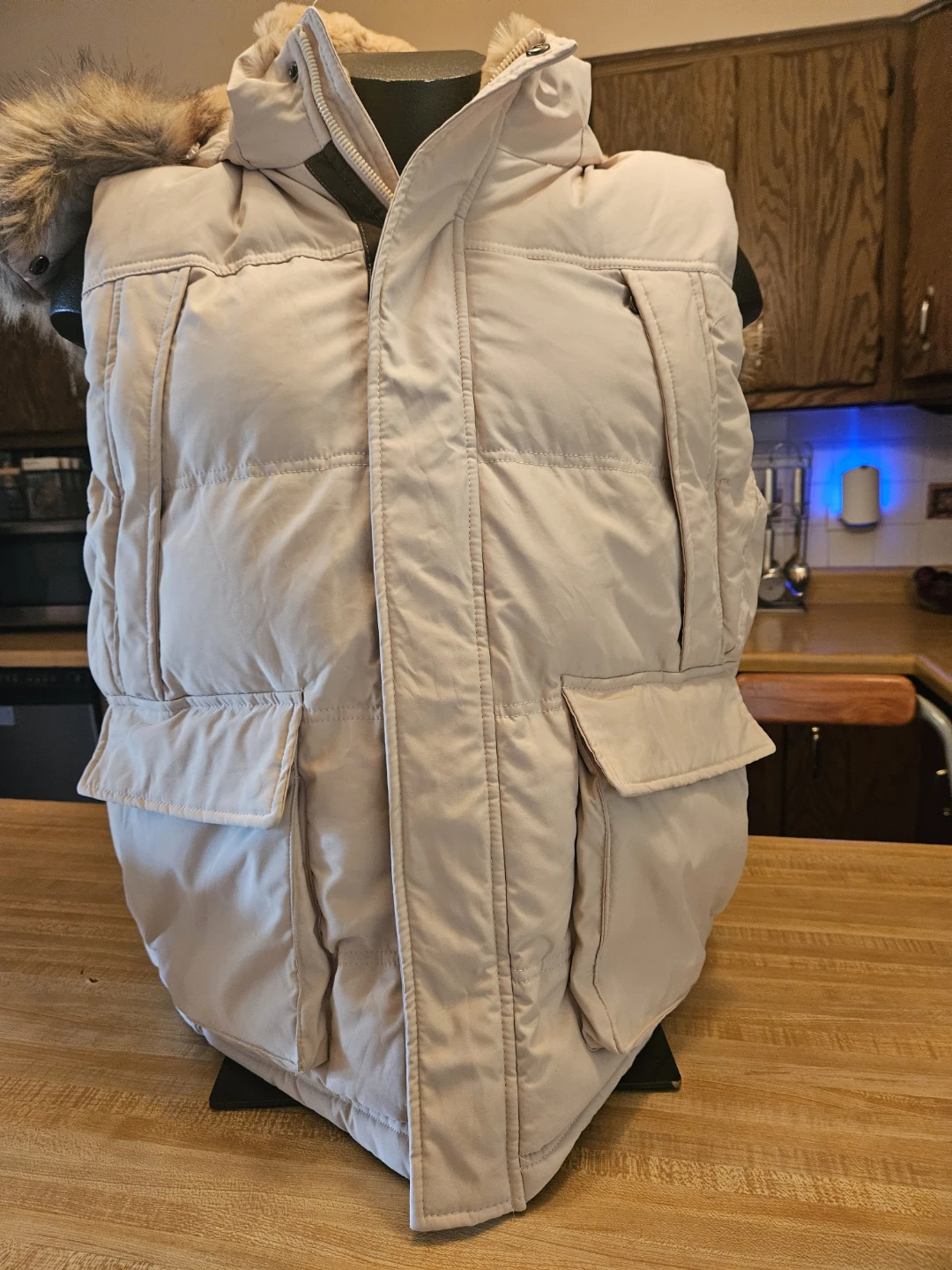 Jordan Craig Tan Puffer Vest with Faux Fur Hood - photo 3