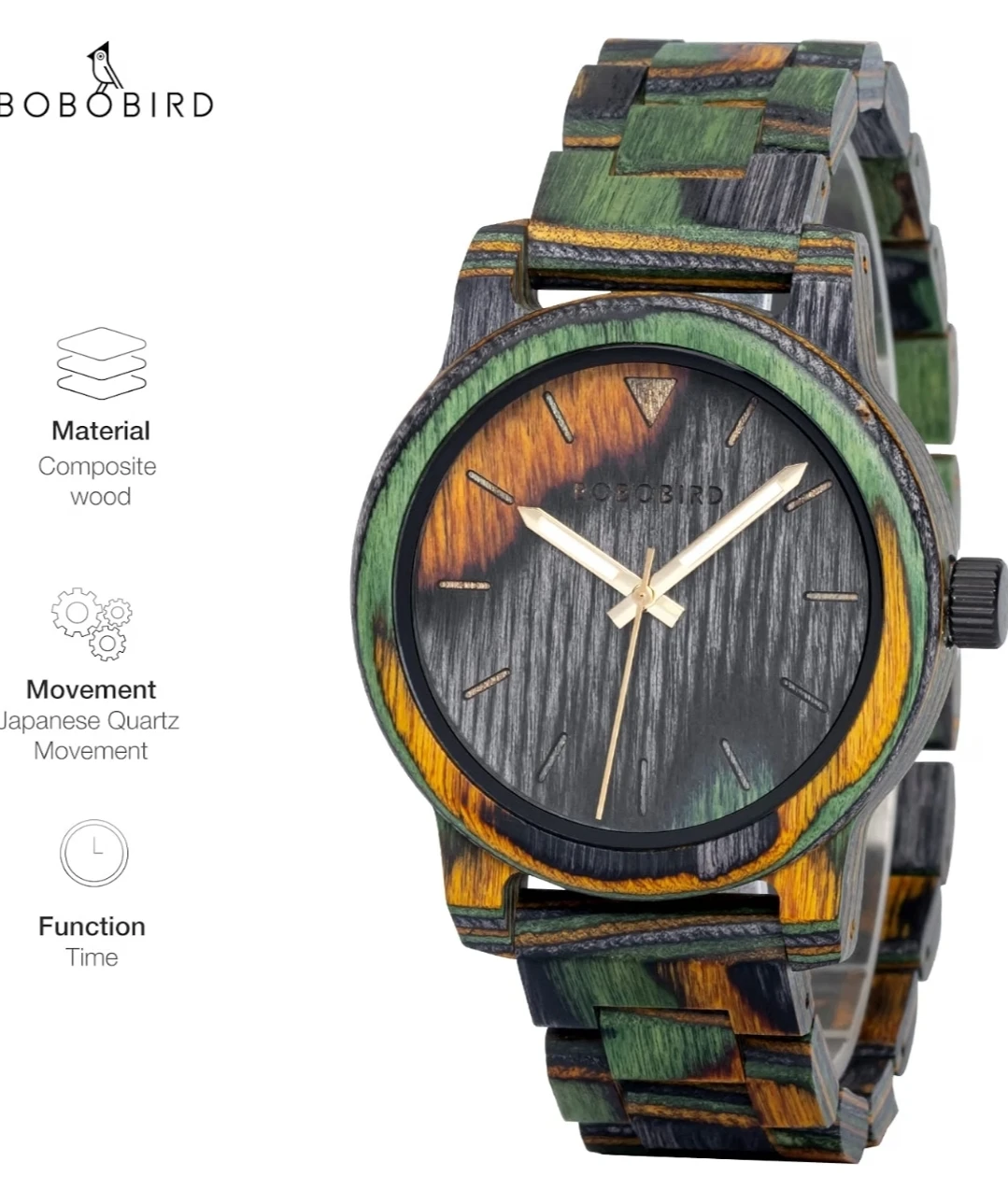 BOBO BIRD Wooden Quartz Wristwatch - photo 4