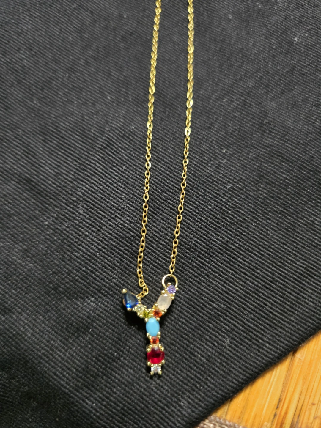 Initial Letter Necklace with Multicoloured Stones - photo 2