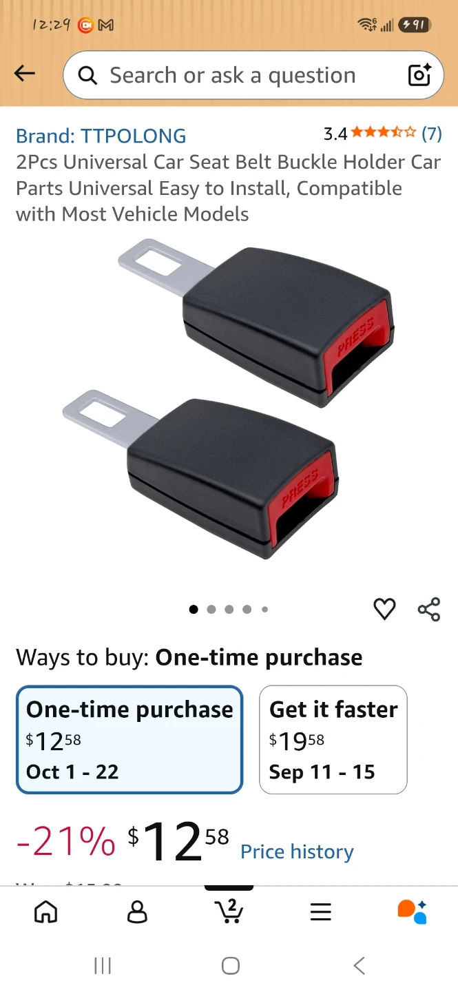 2Pcs Universal Car Seat Belt Buckle Holder