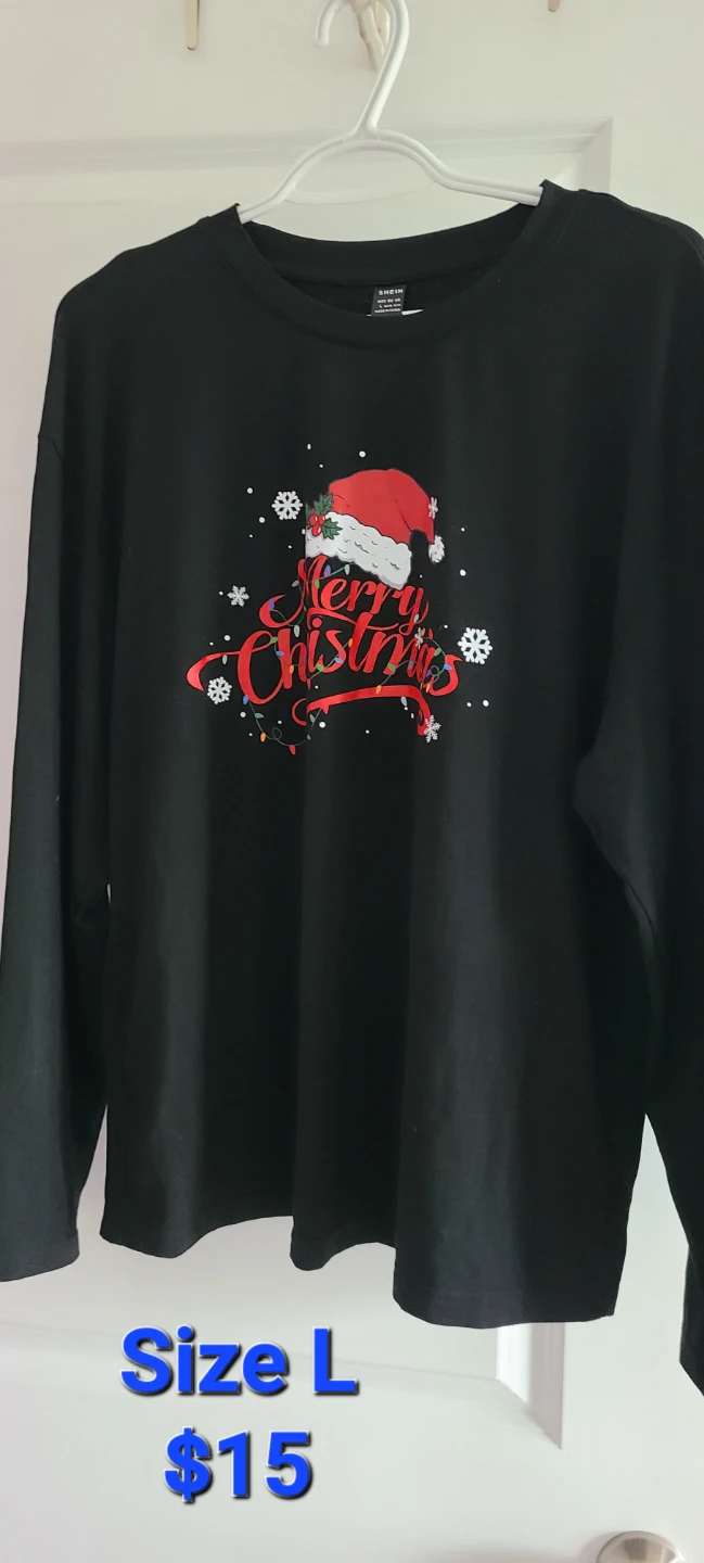 SHEIN Merry Christmas Graphic Long Sleeve Tee