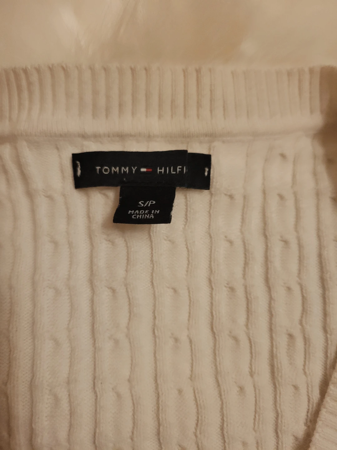 Small Tommy Hilfiger Cream Cable-Knit Sweater