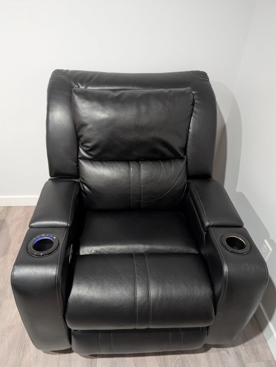 Black Power Recliner with LED Cup Holders