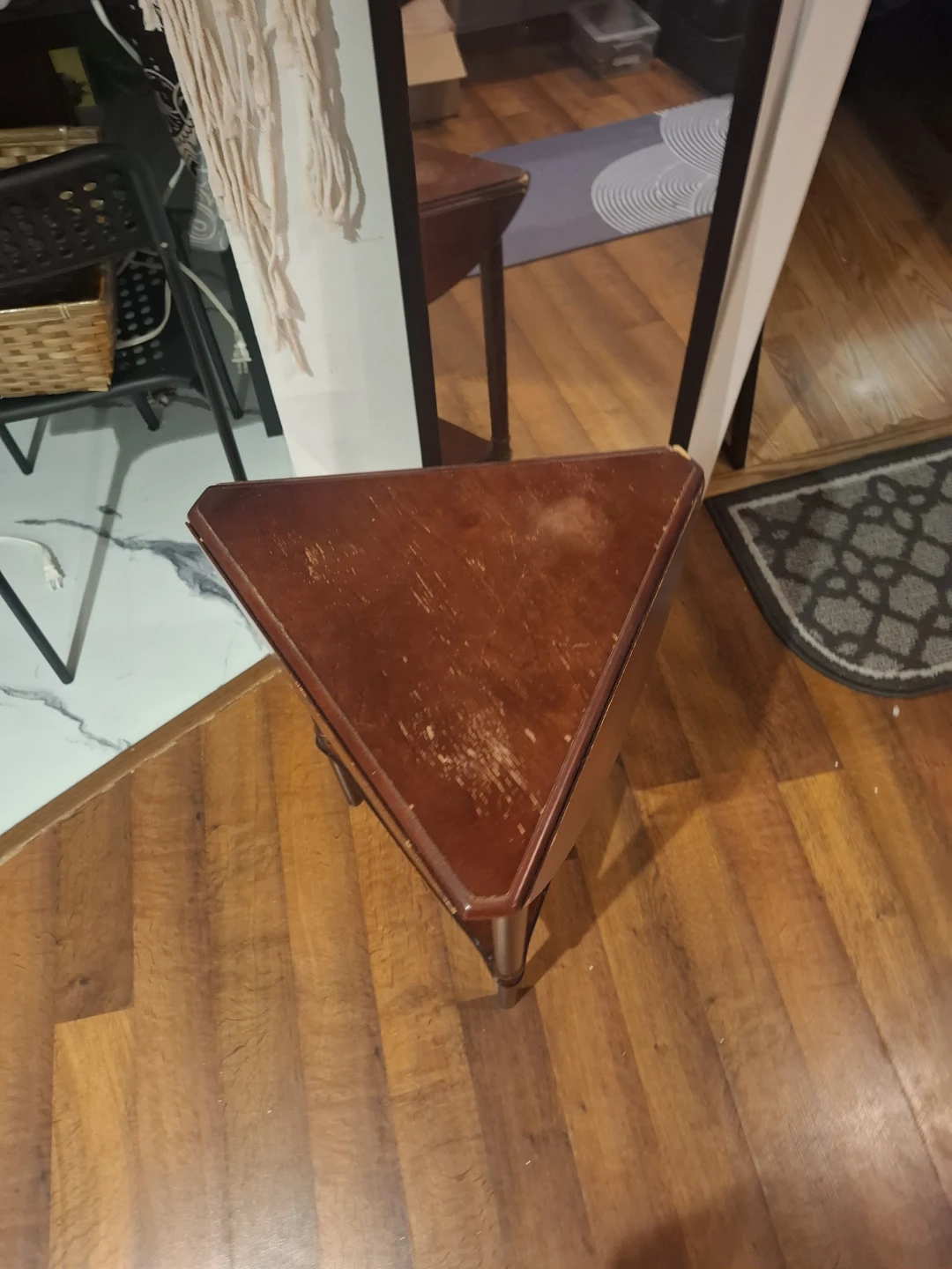 Vintage Wooden Corner Side Table - photo 2
