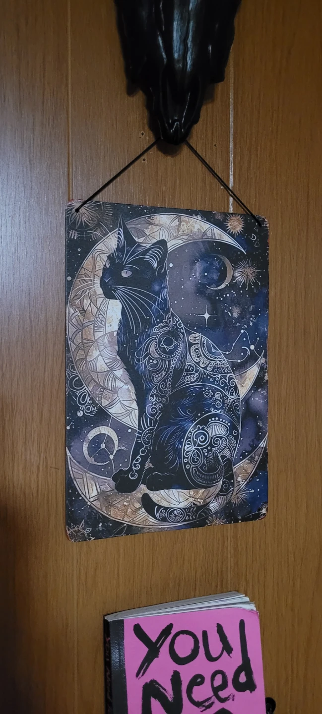 Celestial Cat Wall Art, Tin Plate