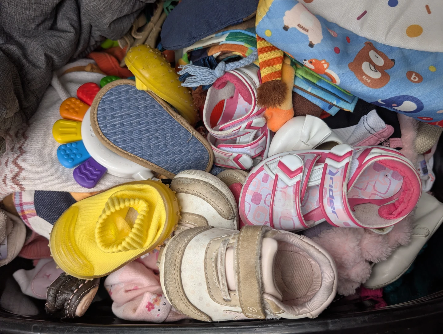 Assorted Baby Clothing, Shoes, and Toys
