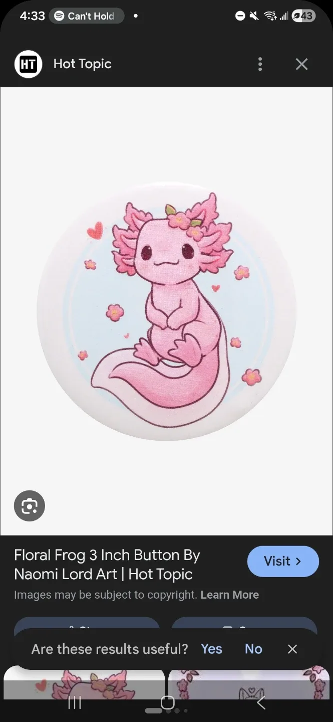 Naomi Lord Floral Axolotl Button