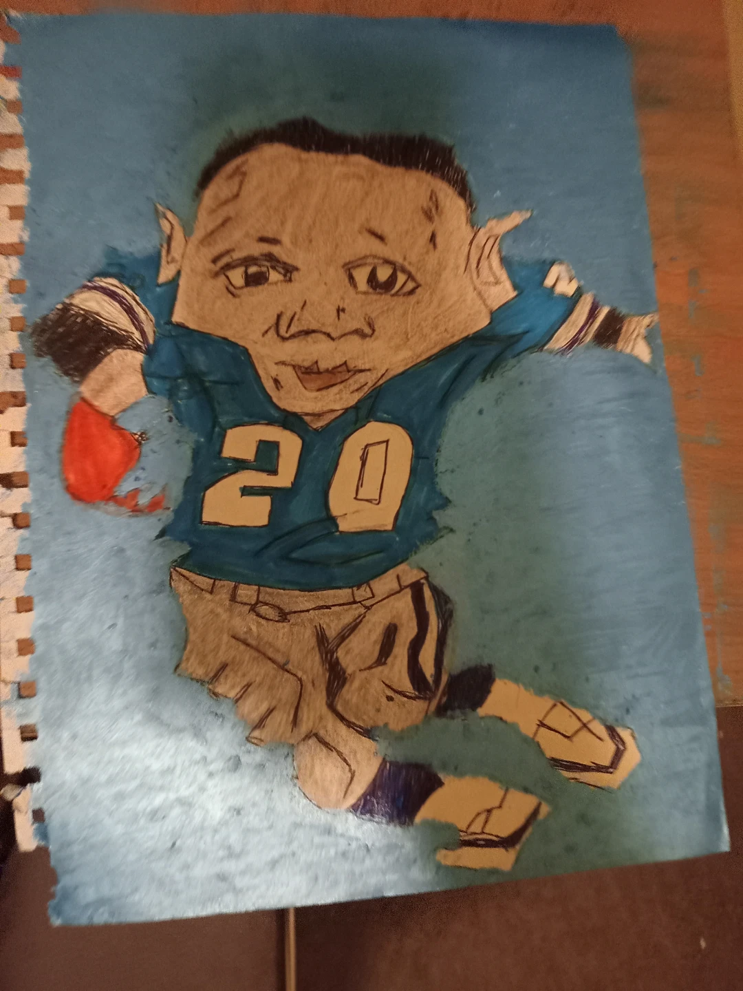 BARRY SANDERS UPDATED DRAWING BY CUSTOM ARTIST - photo 5