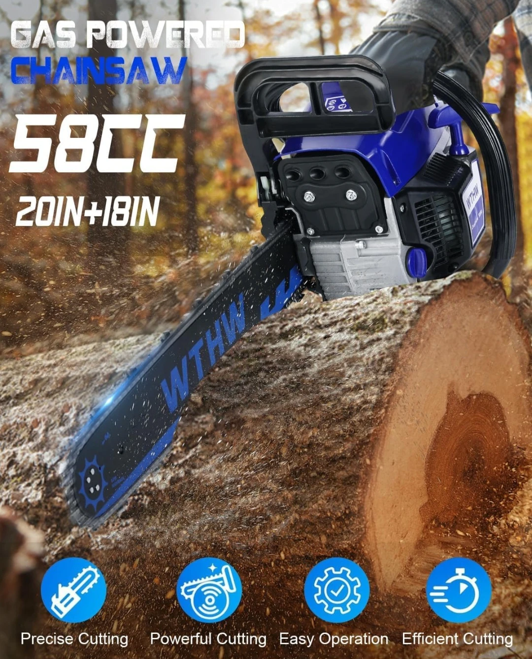 WTHW 58CC Gas Powered Chainsaw - photo 3