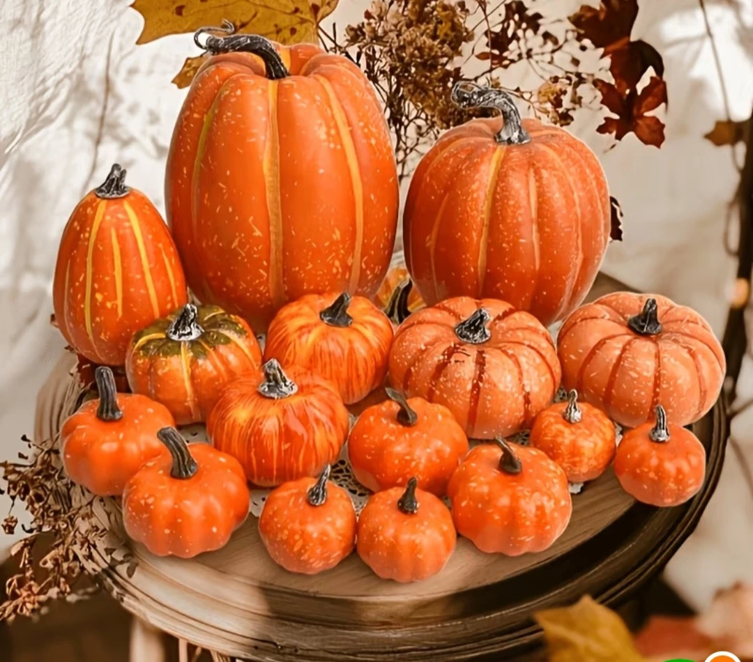 2 Set of 16 Halloween artificial Decorative Pumpkins