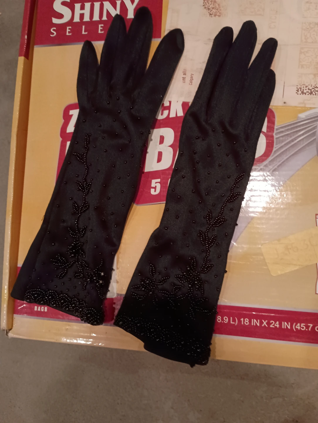 Black Beaded Evening Gloves
