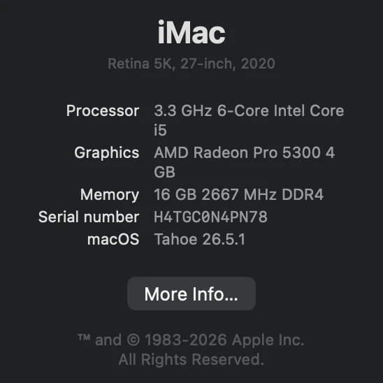 27" iMac Retina 5K 2020 3.3GHz i5 16gb 512gb SSD  macOS Tahoe - photo 5