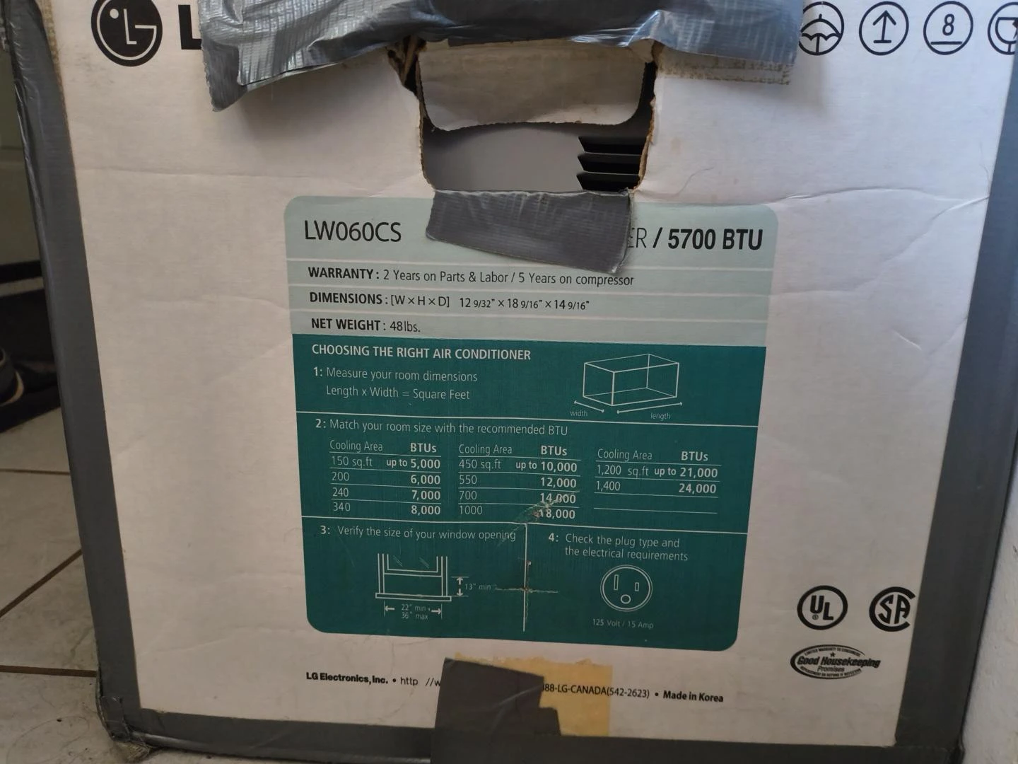 LG 5,700 BTU Window Air Conditioner – Complete with remote - photo 2