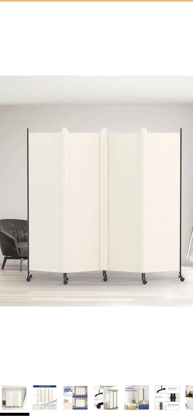 4 Panel Room Divider Beige